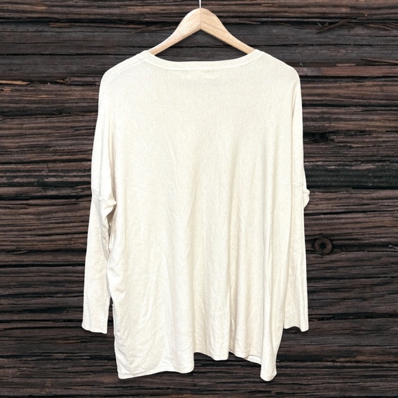 Tea N Rose Cream Tunic Long Sleeve Oversized Relaxed Top - Picture 2 of 2